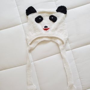 Panda bear kids knitted beenie